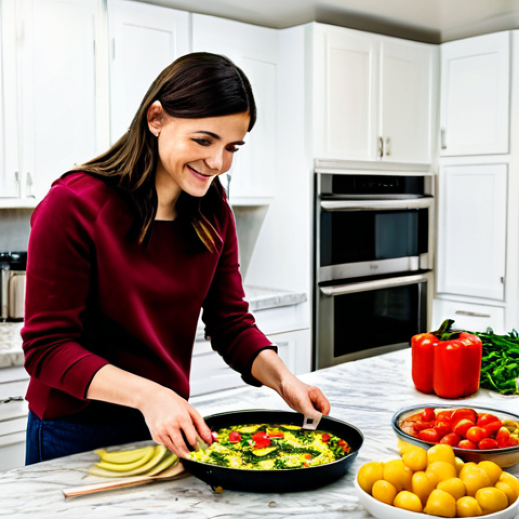 식품 폐기물 재활용 - Leftover Transformation**

"A brightly lit, modern kitchen scene. A person, fully clothed in casual ...