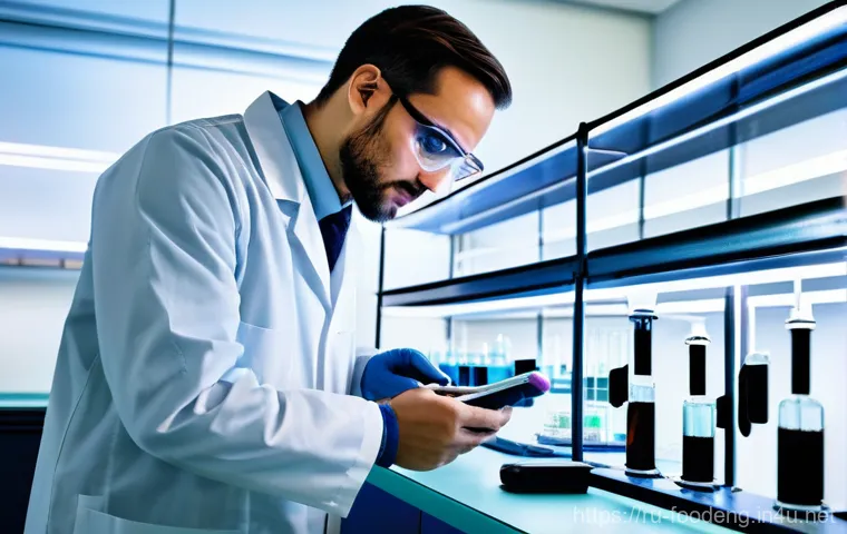 식품 내 중금속 검출 기술 - **The Hidden Threat in Our Food**
    A close-up, high-detail photograph of a vibrant, fresh grocery...